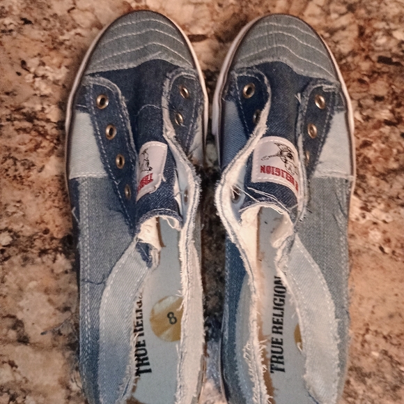 True Religion Laceless Cancas Slip-On Sneakers Blue 8us - Picture 5 of 12